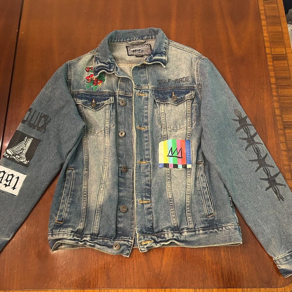 Brooklyn Cloth Graphic Denim Jacket Size Medium